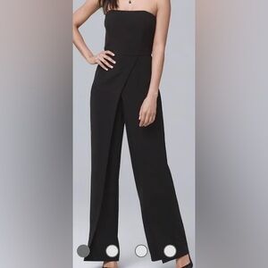 White House Black Market Black Strapless Wide-Leg Jumpsuit